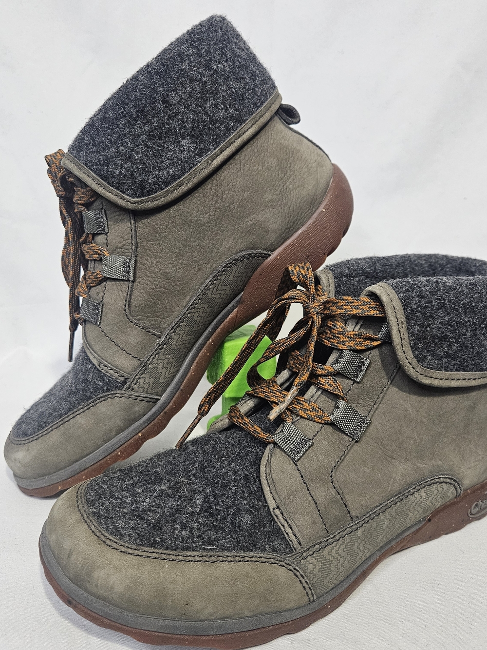 Women’s Olive Green and Charcoal Lace-Up Ankle Boots